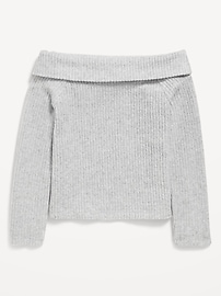 Image number 3 showing, CozePlush Off-Shoulder Long-Sleeve Ribbed Top for Girls