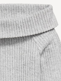 Image number 4 showing, CozePlush Off-Shoulder Long-Sleeve Ribbed Top for Girls