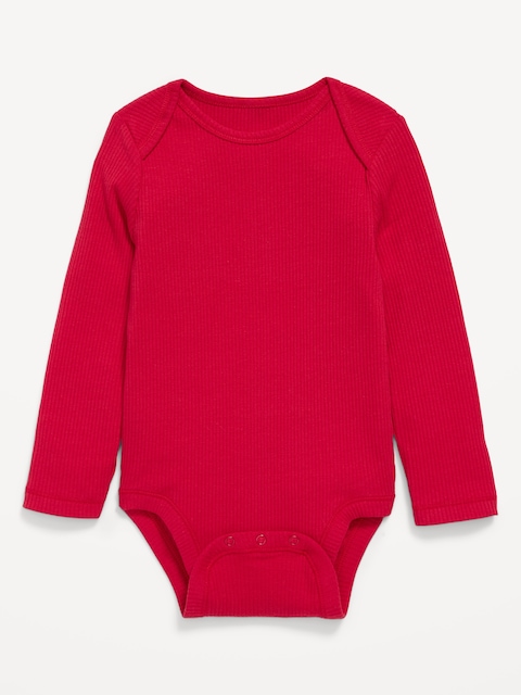 Long-Sleeve Ribbed Unisex Bodysuit for Baby - Roma Red