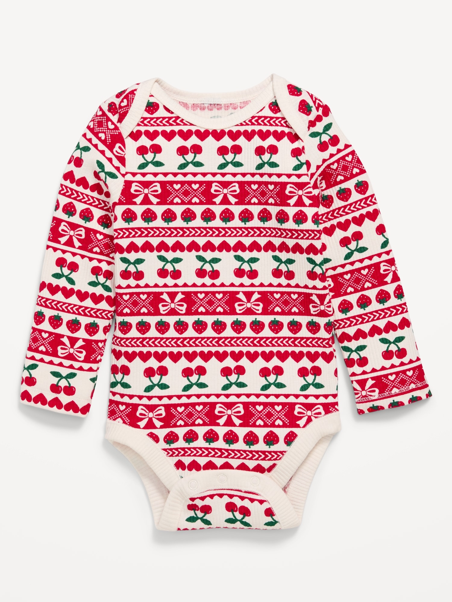 Printed Long-Sleeve Ribbed Bodysuit for Baby