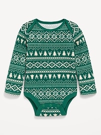 Image number 1 showing, Printed Long-Sleeve Ribbed Unisex Bodysuit for Baby