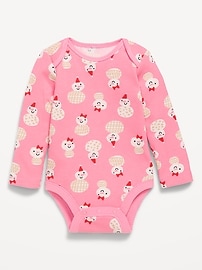 Image number 1 showing, Printed Long-Sleeve Ribbed Bodysuit for Baby