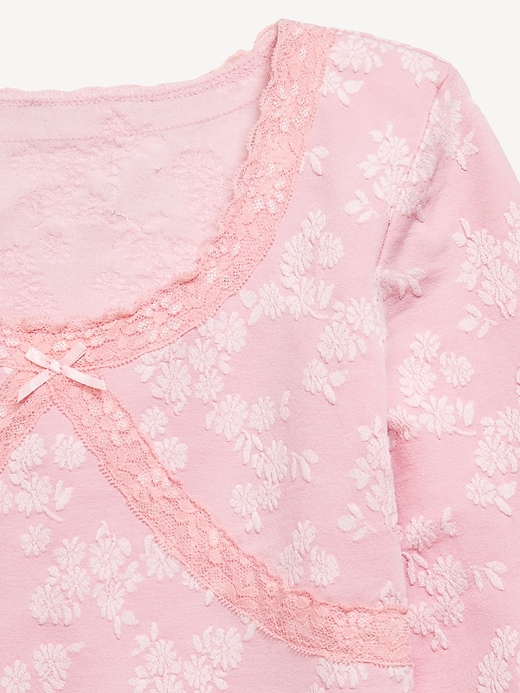Image number 4 showing, Fitted Long-Sleeve Lace-Trim Top for Girls