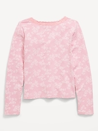 Image number 3 showing, Fitted Long-Sleeve Lace-Trim Top for Girls