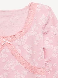 Image number 4 showing, Fitted Long-Sleeve Lace-Trim Top for Girls