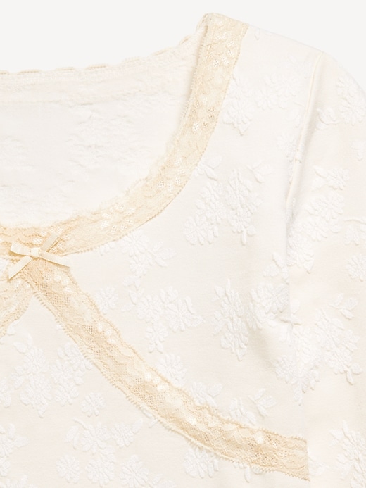 Image number 4 showing, Fitted Long-Sleeve Lace-Trim Top for Girls