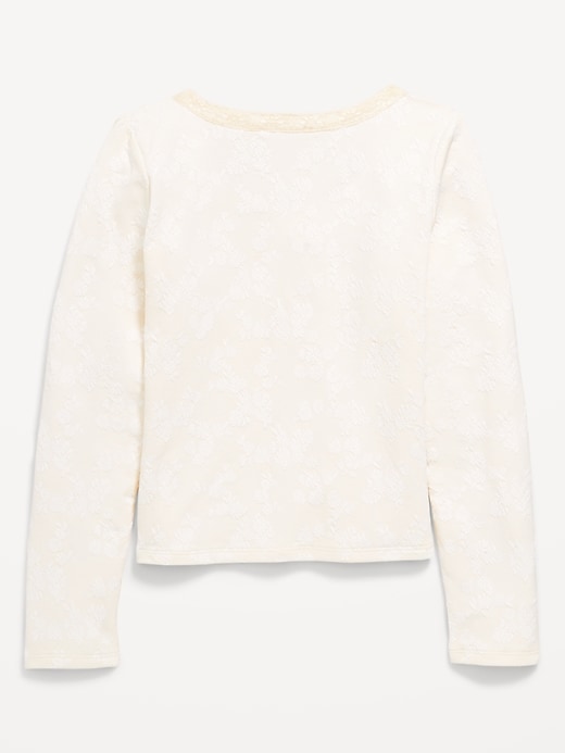 Image number 3 showing, Fitted Long-Sleeve Lace-Trim Top for Girls
