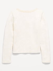 Image number 3 showing, Fitted Long-Sleeve Lace-Trim Top for Girls