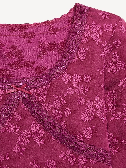 Image number 4 showing, Fitted Long-Sleeve Lace-Trim Top for Girls