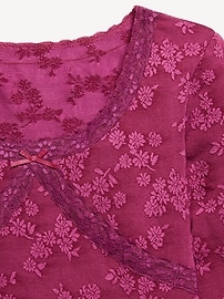Image number 4 showing, Fitted Long-Sleeve Lace-Trim Top for Girls