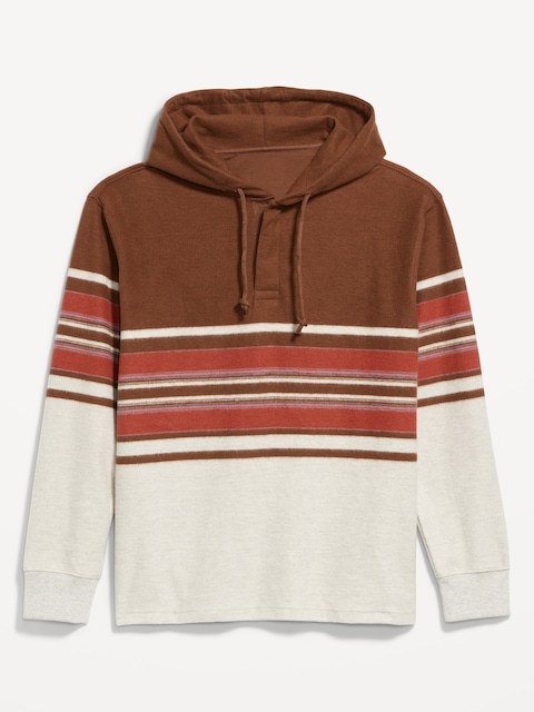 Rugby Pullover Hoodie - Brown/Cream Stripe