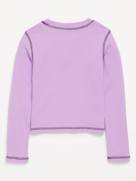 Image number 3 showing, Fitted Long-Sleeve Ribbed Graphic T-Shirt for Girls