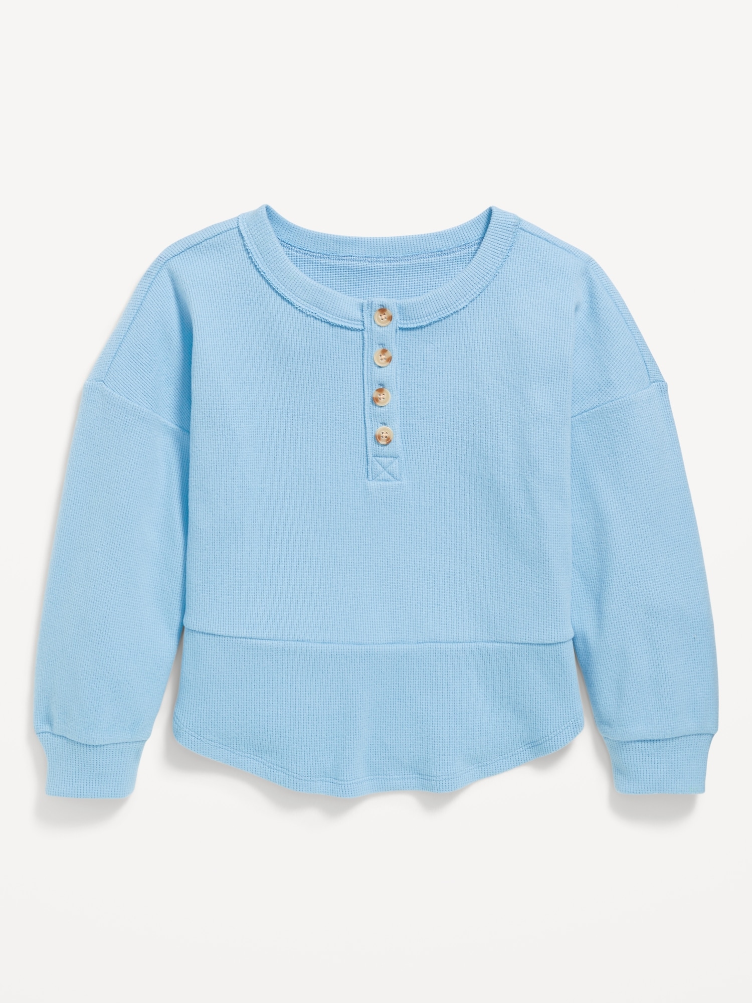 【新品】GOOD GRIEF HENLEY NECK THERMAL TOP CozePlush Oversized Thermal-Knit Henley Top for Girls | Old Navy
