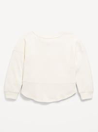 Image number 3 showing, CozePlush Oversized Thermal-Knit Henley Top for Girls