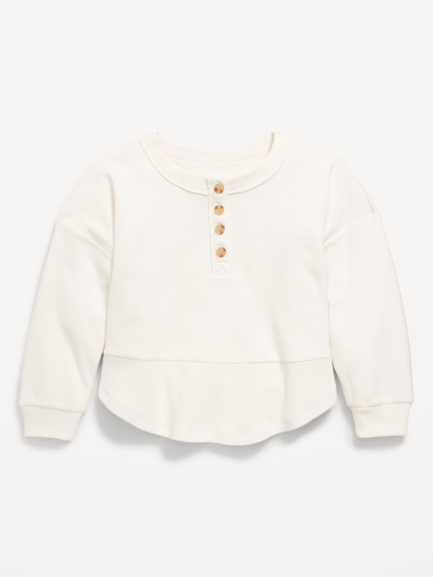 CozePlush Oversized Thermal-Knit Henley Top for Girls
