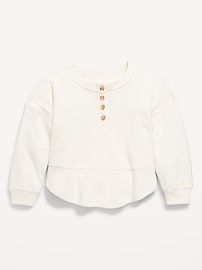 Image number 2 showing, CozePlush Oversized Thermal-Knit Henley Top for Girls