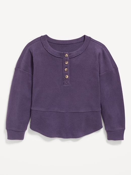 Image number 2 showing, CozePlush Oversized Thermal-Knit Henley Top for Girls