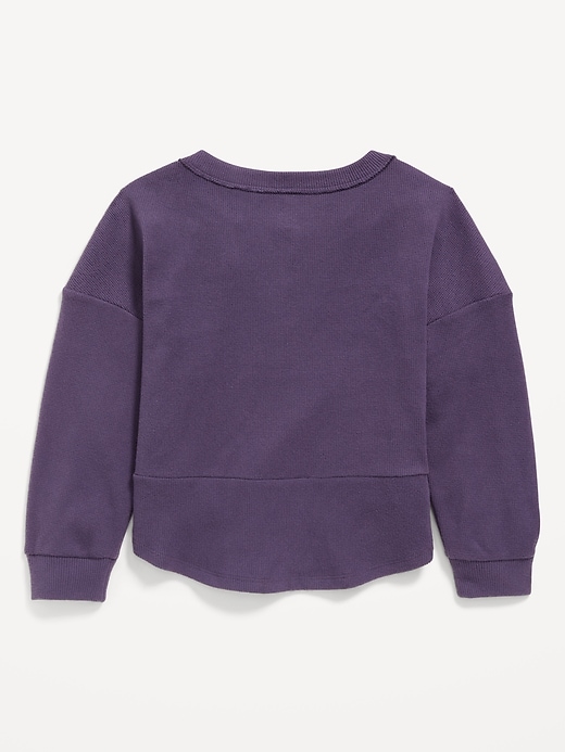 Image number 3 showing, CozePlush Oversized Thermal-Knit Henley Top for Girls