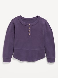 Image number 2 showing, CozePlush Oversized Thermal-Knit Henley Top for Girls
