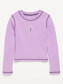 Image number 2 showing, Fitted Long-Sleeve Ribbed Graphic T-Shirt for Girls