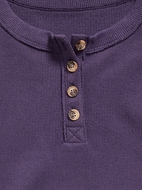 Image number 4 showing, CozePlush Oversized Thermal-Knit Henley Top for Girls