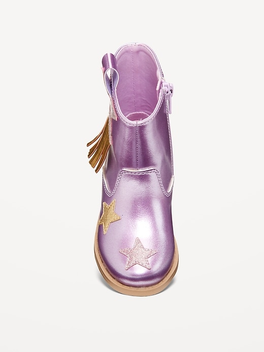 Image number 2 showing, Shiny Side-Zip Western Boots for Toddler Girls