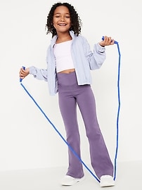 Image number 3 showing, High-Waisted PowerChill Crossover Flared Leggings for Girls