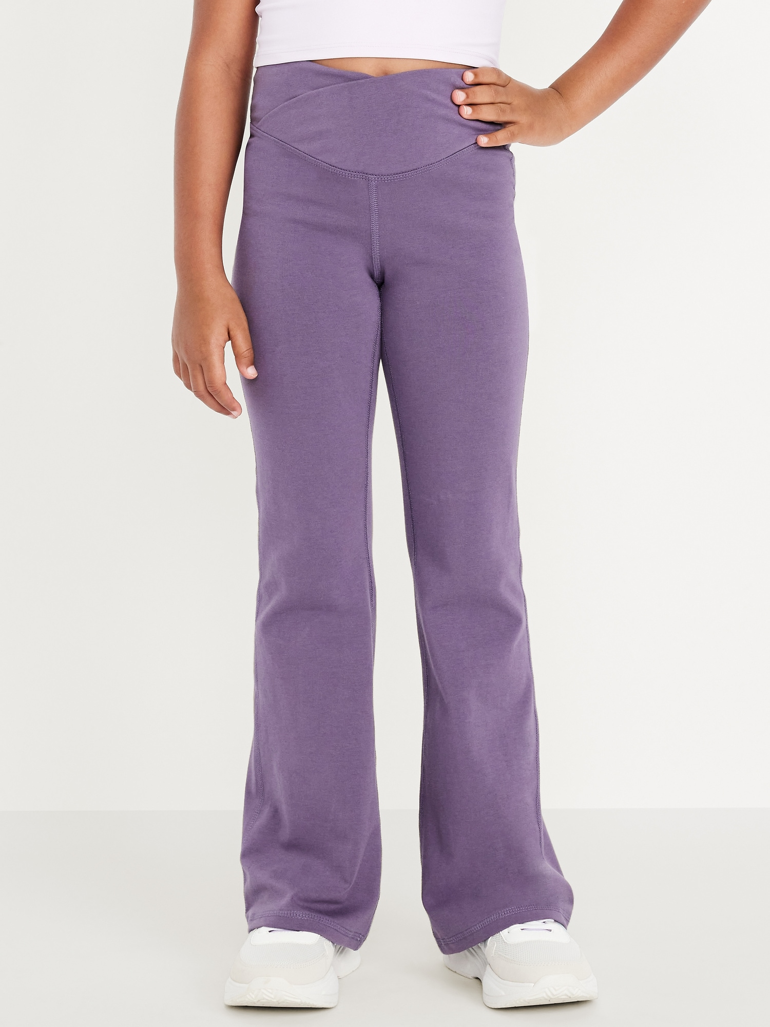 High-Waisted PowerChill Crossover Flared Leggings for Girls