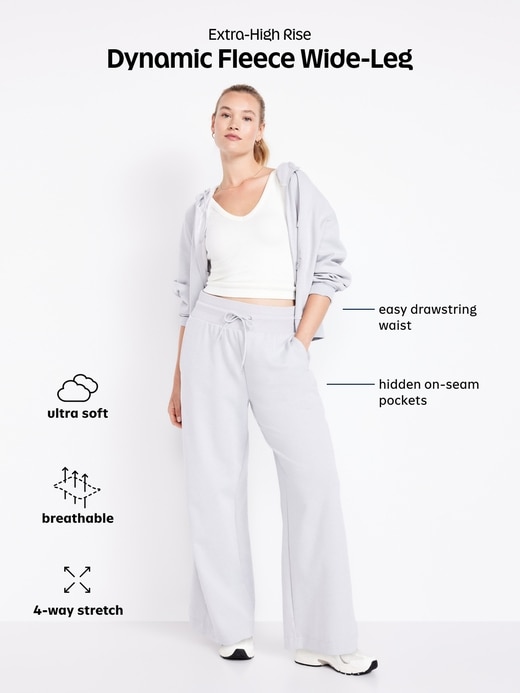 Image number 9 showing, Extra High-Waisted Dynamic Fleece Wide-Leg Sweatpants
