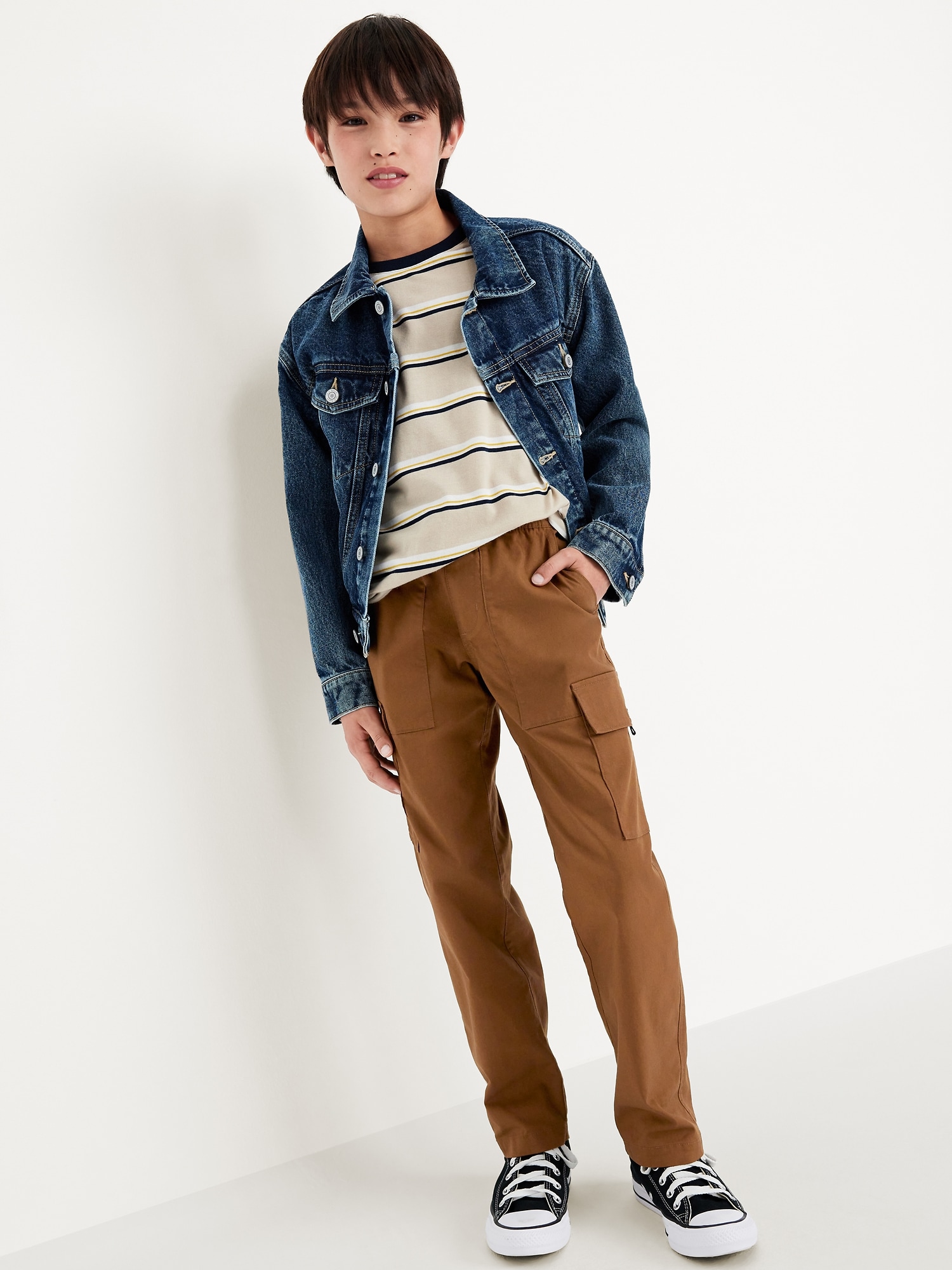 Loose Pull-On Cargo Tech Taper Pants for Boys