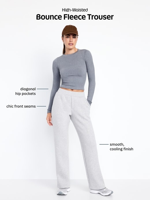 Image number 9 showing, High-Waisted Bounce Fleece Trouser Sweatpants