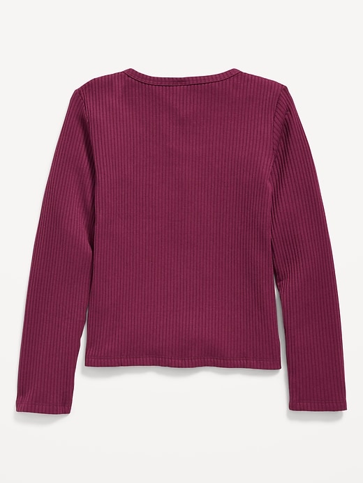 Image number 3 showing, Long-Sleeve Fitted Ribbed Top for Girls