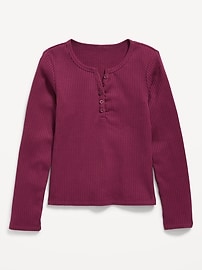 Image number 2 showing, Long-Sleeve Fitted Ribbed Top for Girls