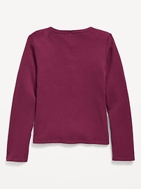 Image number 3 showing, Long-Sleeve Fitted Ribbed Top for Girls