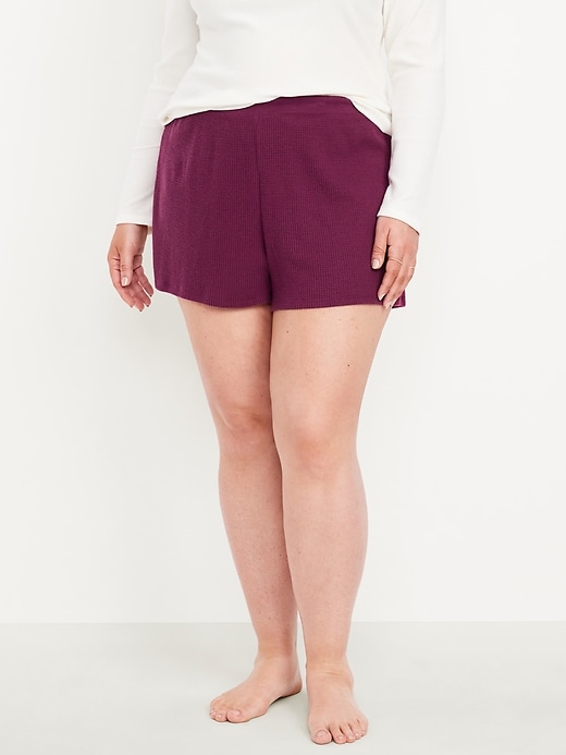 Image number 7 showing, High-Waisted Cozy Waffle Pajama Shorts