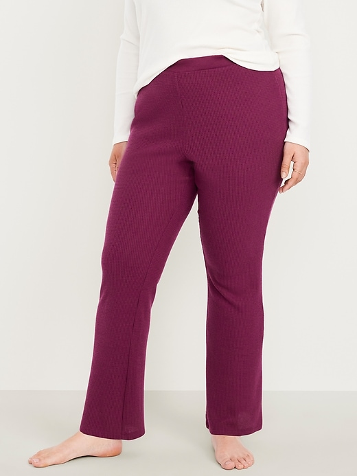 Image number 7 showing, High-Waisted Cozy Waffle Flare Pants