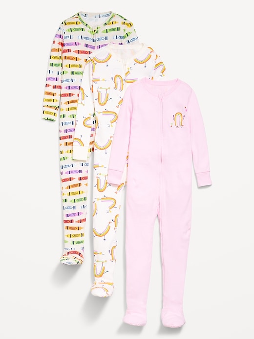Image number 1 showing, Snug-Fit 2-Way-Zip Pajama One-Piece 3-Pack for Toddler & Baby