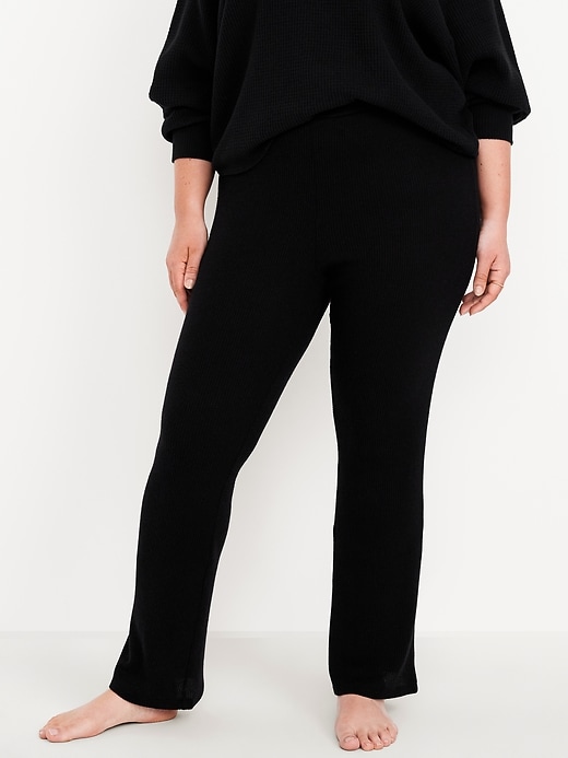 Image number 7 showing, High-Waisted Cozy Waffle Flare Pants