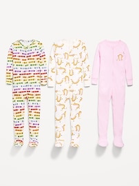 Image number 2 showing, Snug-Fit 2-Way-Zip Pajama One-Piece 3-Pack for Toddler & Baby