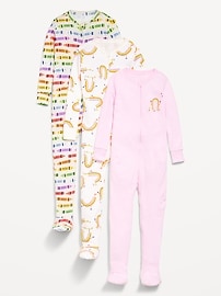 Image number 1 showing, Snug-Fit 2-Way-Zip Pajama One-Piece 3-Pack for Toddler & Baby