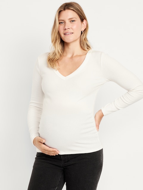 Maternity Snug V-Neck T-Shirt - Sea Salt