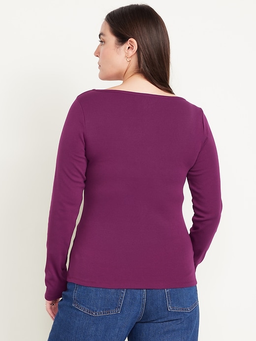 Image number 6 showing, Snug Long-Sleeve Boat-Neck T-Shirt