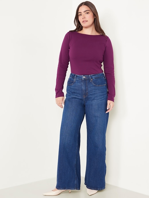 Image number 3 showing, Snug Long-Sleeve Boat-Neck T-Shirt