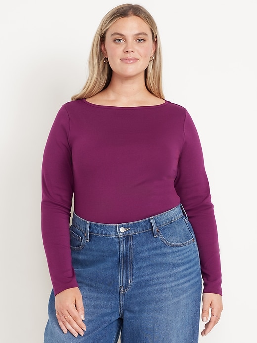Image number 7 showing, Snug Long-Sleeve Boat-Neck T-Shirt