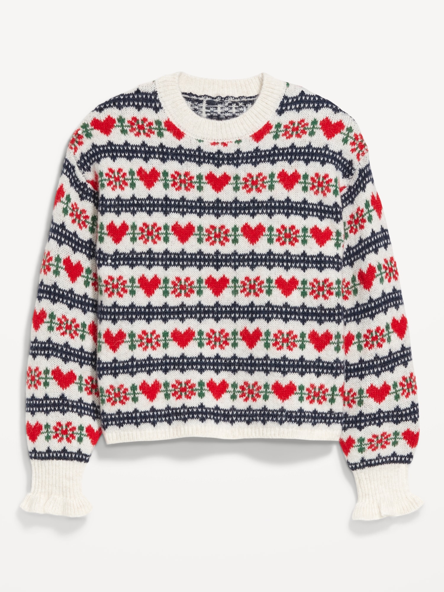 Loose Crew-Neck Wool-Blend Cropped Sweater