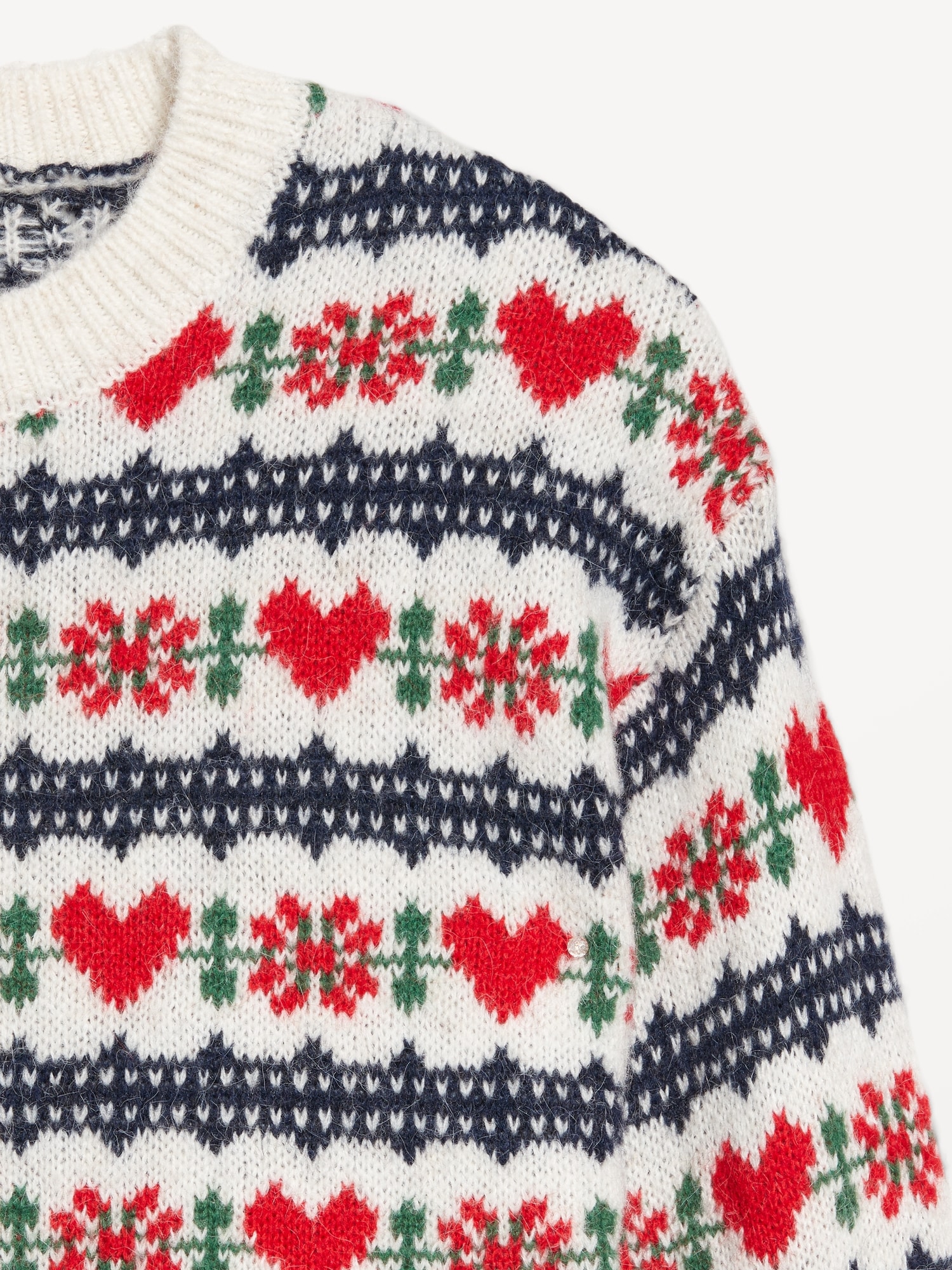 Loose Crew-Neck Wool-Blend Cropped Sweater