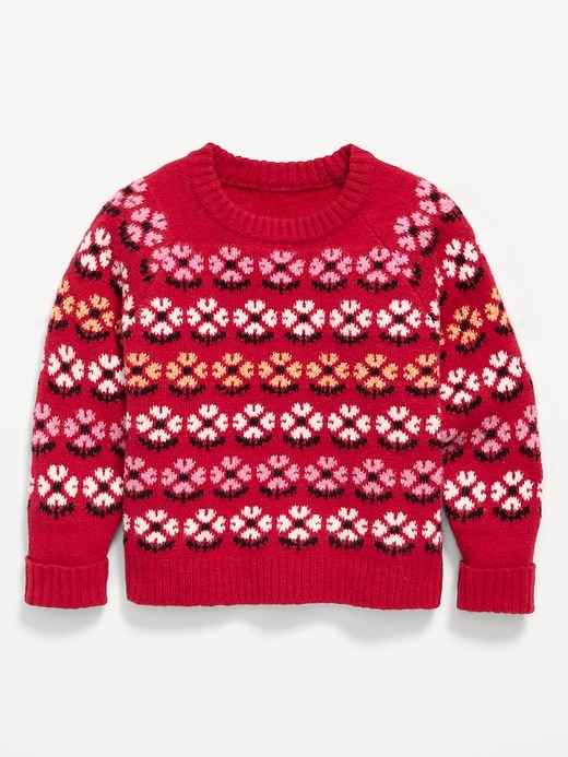 Image number 1 showing, Printed Crew-Neck Sweater for Toddler Girls