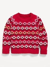 Image number 1 showing, Printed Crew-Neck Sweater for Toddler Girls