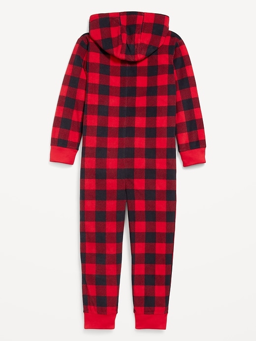 Image number 2 showing, Microfleece Gender-Neutral Hooded Pajama One-Piece for Kids