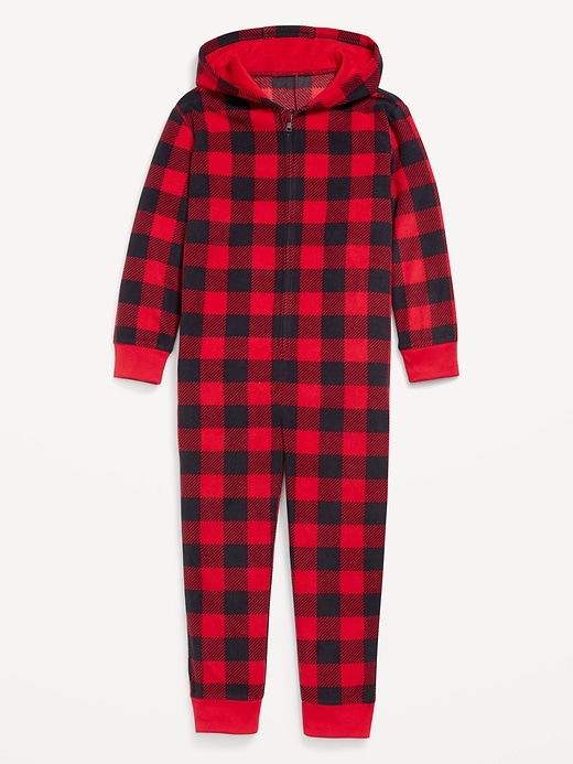Image number 1 showing, Microfleece Gender-Neutral Hooded Pajama One-Piece for Kids